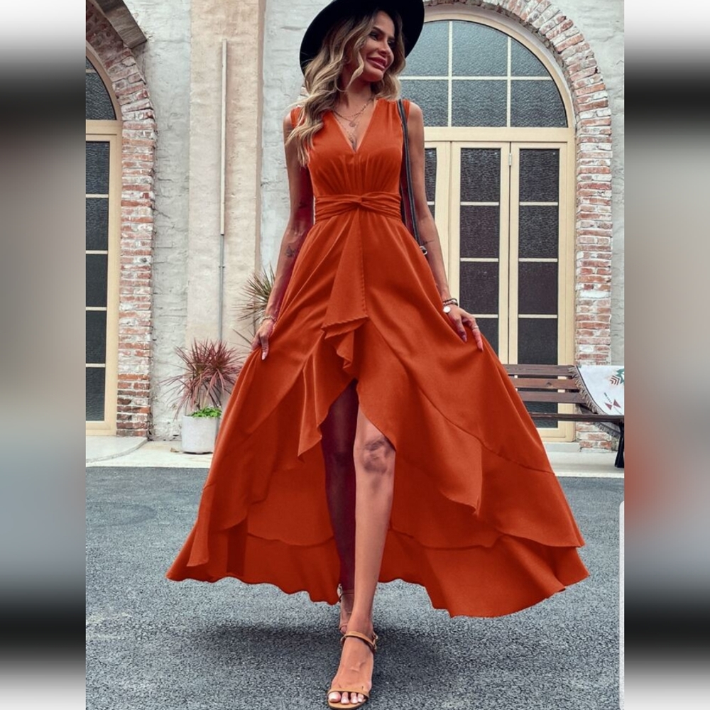 SHEIN, Burnt Orange, High Low Dress